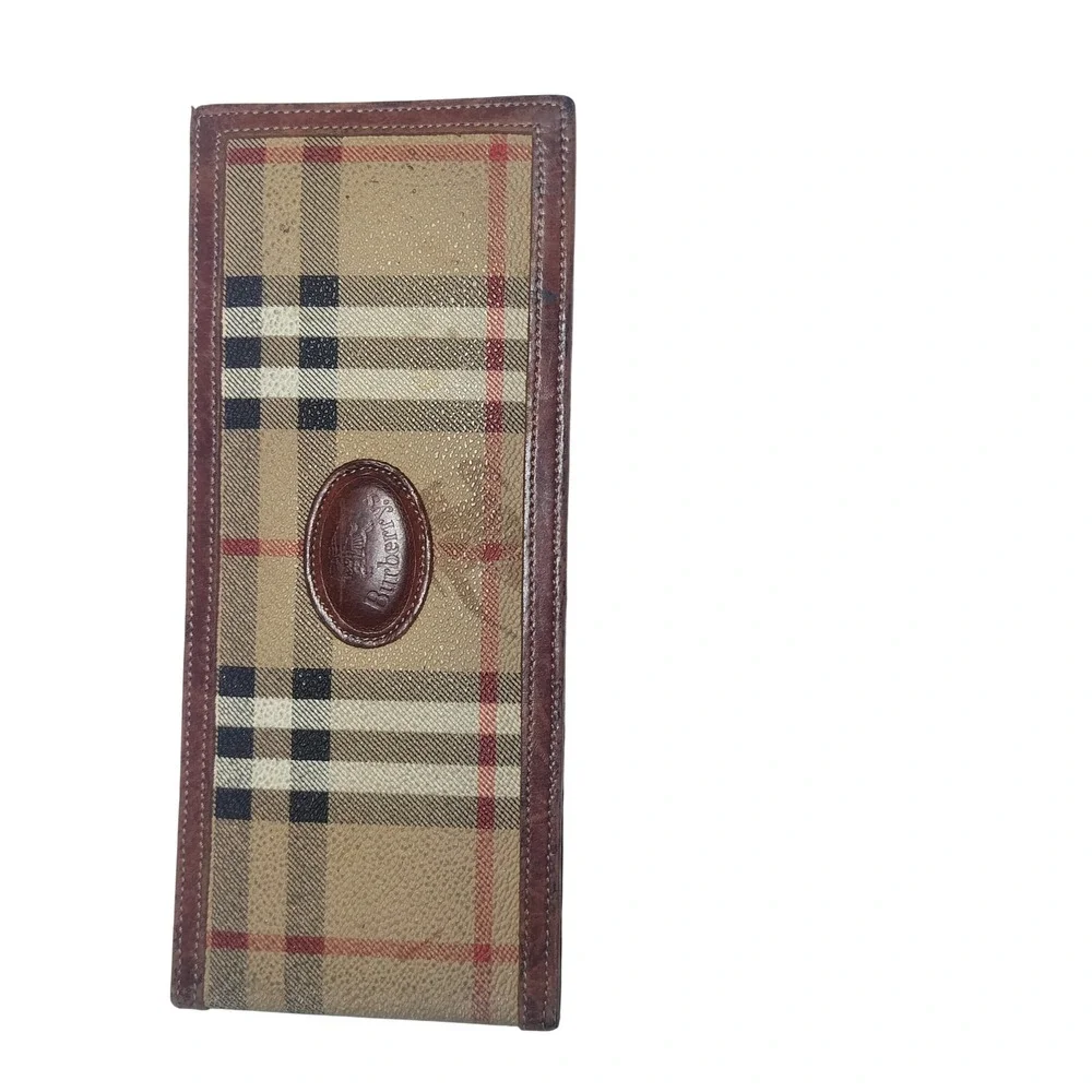 Vintage Burberrys of London Nova Check Bifold Wallet Brown Leather Made England